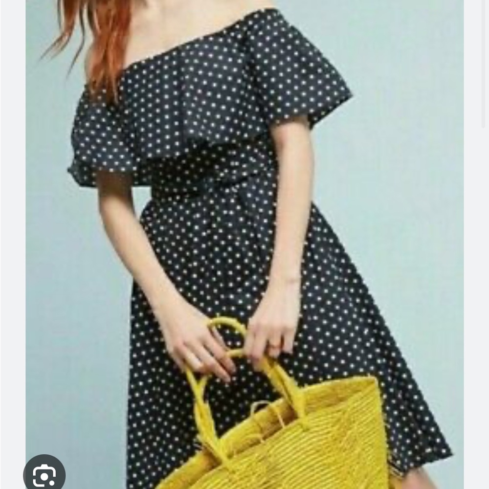 Anthropologie Donna Morgan Off the Shoulder Navy Dress | Size 4